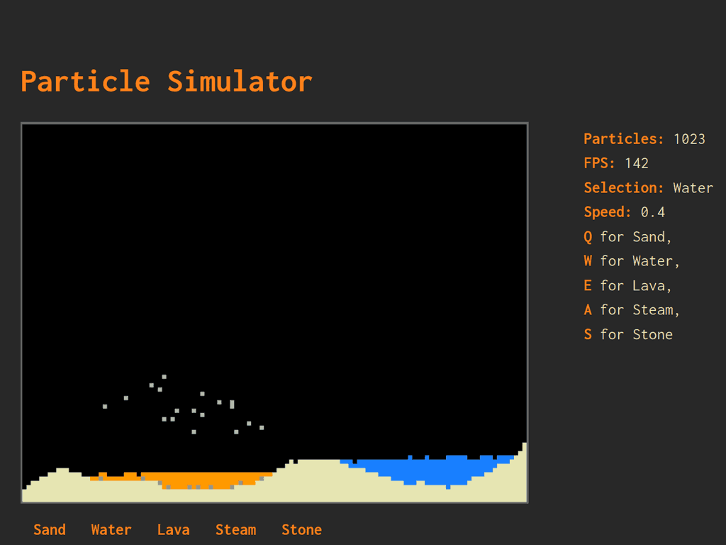 a screenshot my particle simulator game.